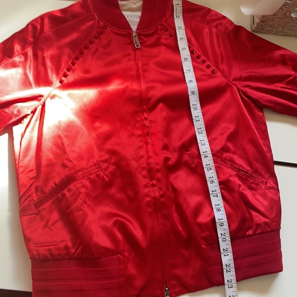 Valentino Red Rockstud Bomber Jacket Satin Studded